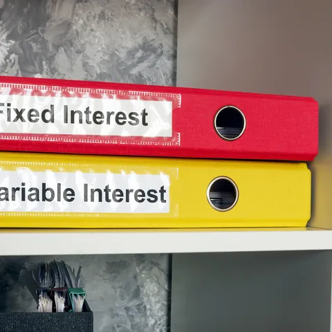 Folders labeled fixed interest and variable interest