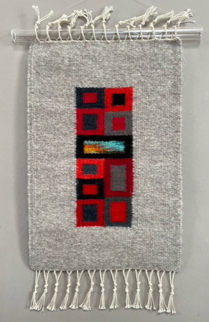 “Grey w/ Oranges and Teals” 15”x10” - $300