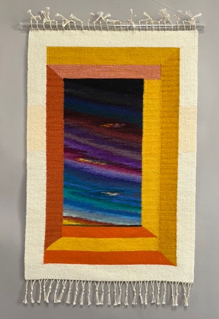 ”Dimensional Window, Orange and yellow “ 30”x20.5 - $1,800