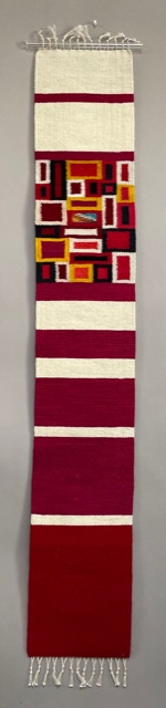 “Red to White” Fractured Square Series Skinny “  61”x10” - $800
