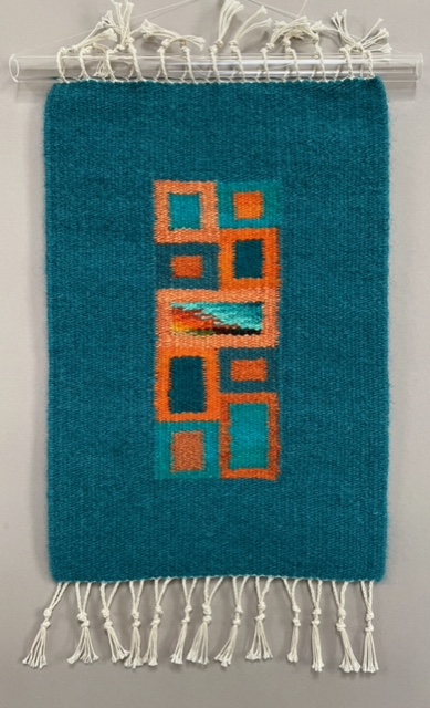 "Turquoise and Orange “ Fractured Square Series 15”x10” - $300