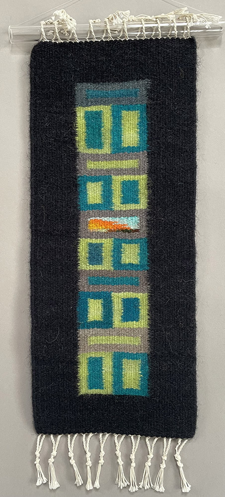 Black with Lime and Turquoise Fractured Square Series 19”x8” - $450