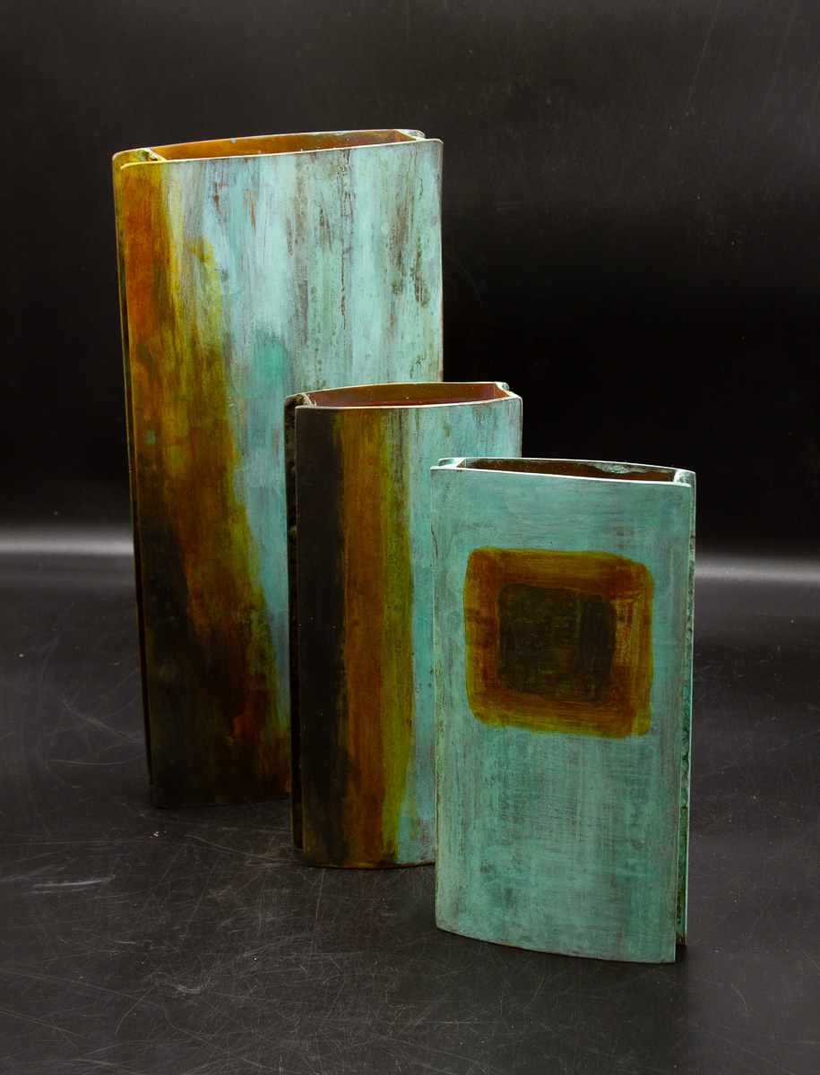 Med Tricolor patina vase - $400, Small Vases - $320 