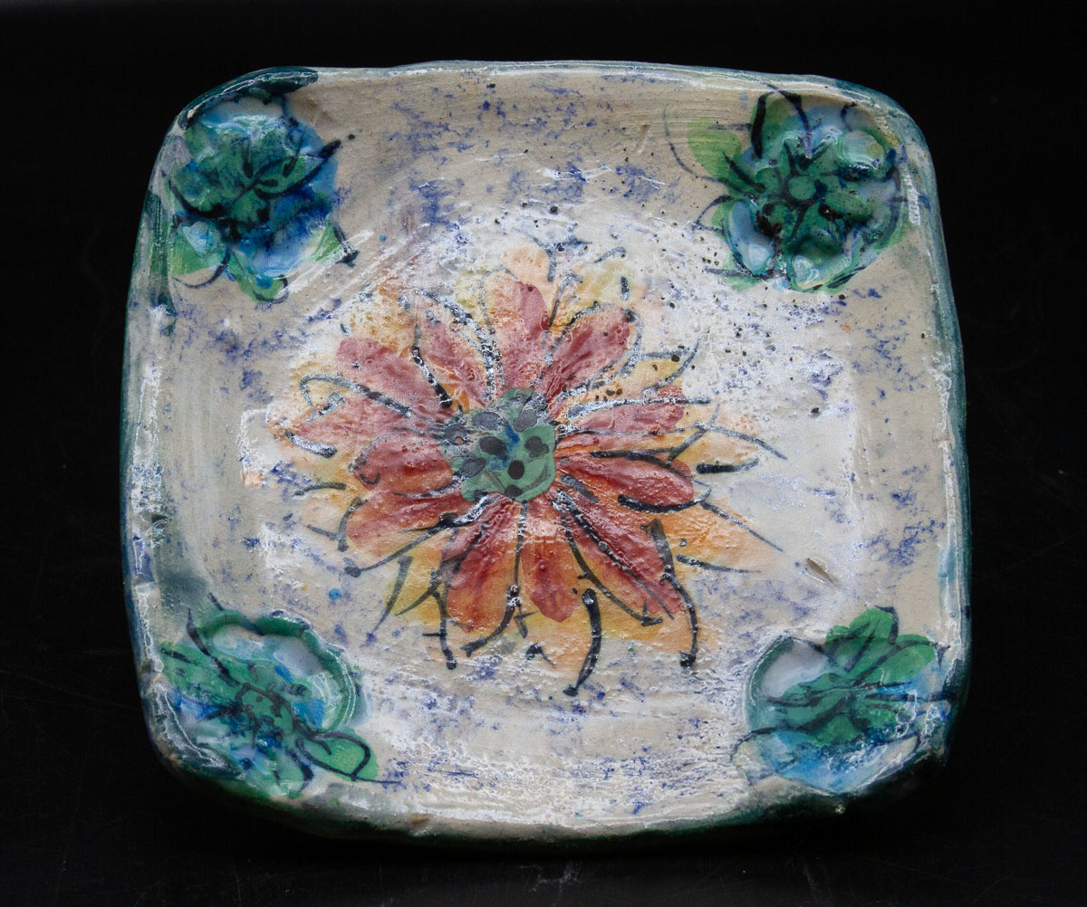 Red/Orange Flower Tray 5.5" - $74