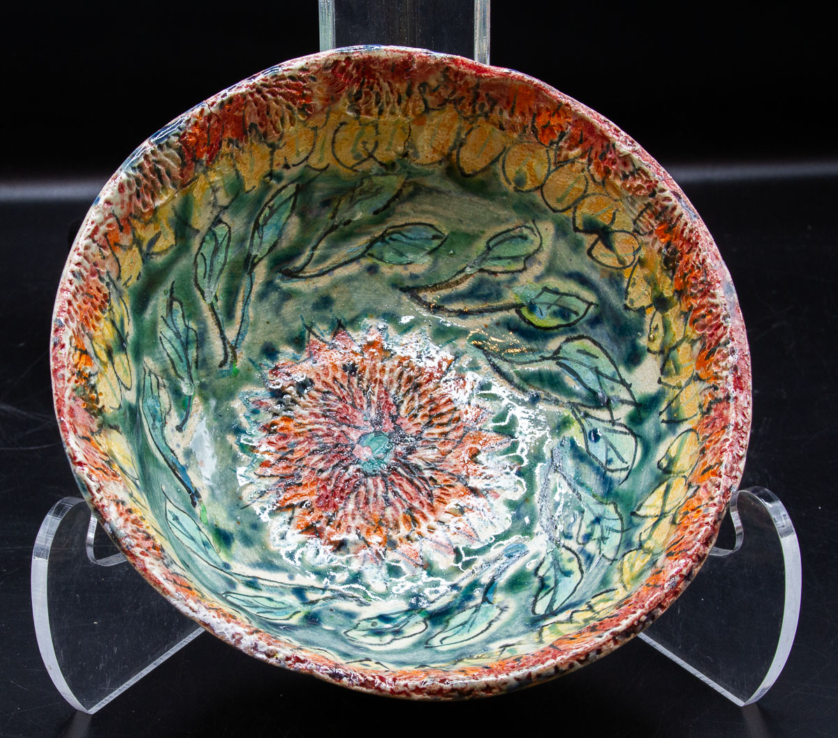 Orange Flowers & Leaves 8" - $84