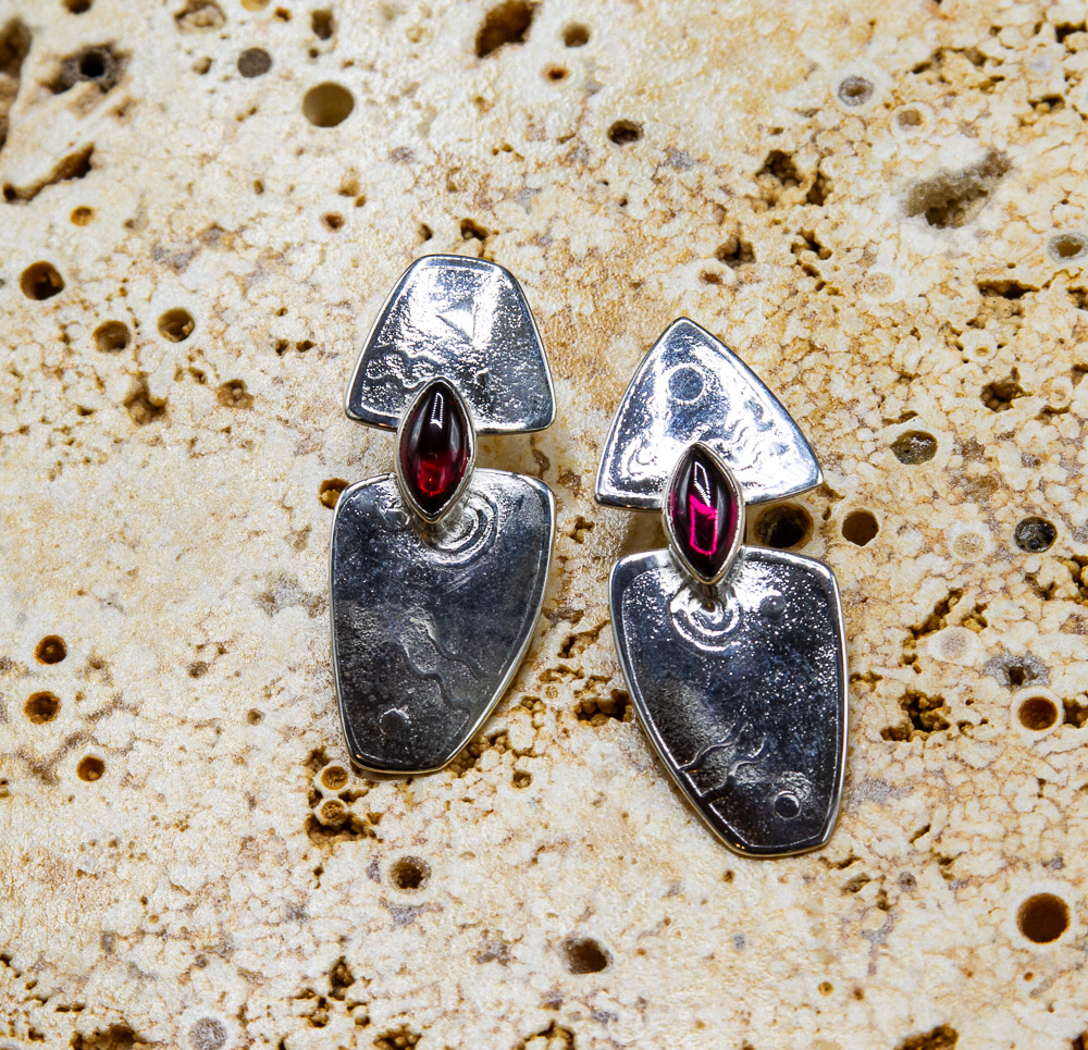 Silver + Garnet Earrings - $395