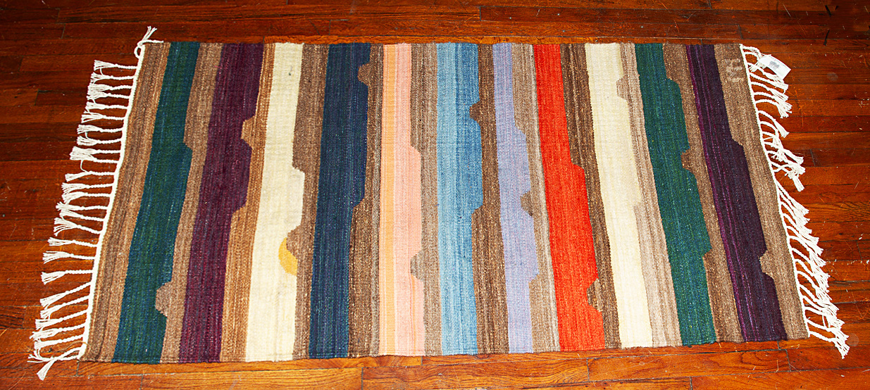 Pedernal Sunset 100% Churro Wool, Handspun and Natural Dyes 36"x68" - $1800 - 