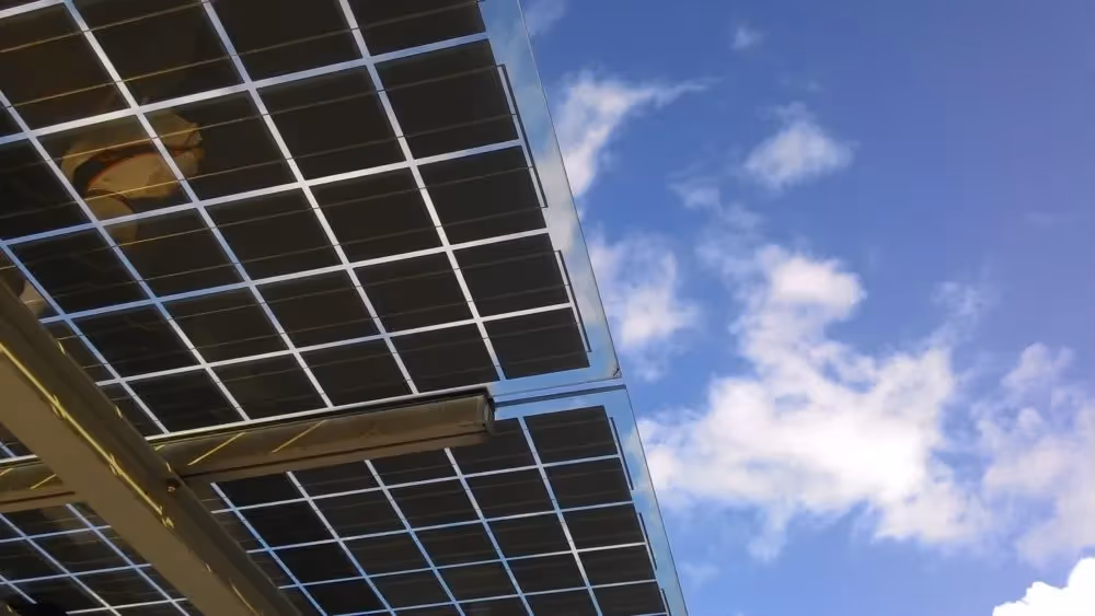 Medium shot of solar panels.