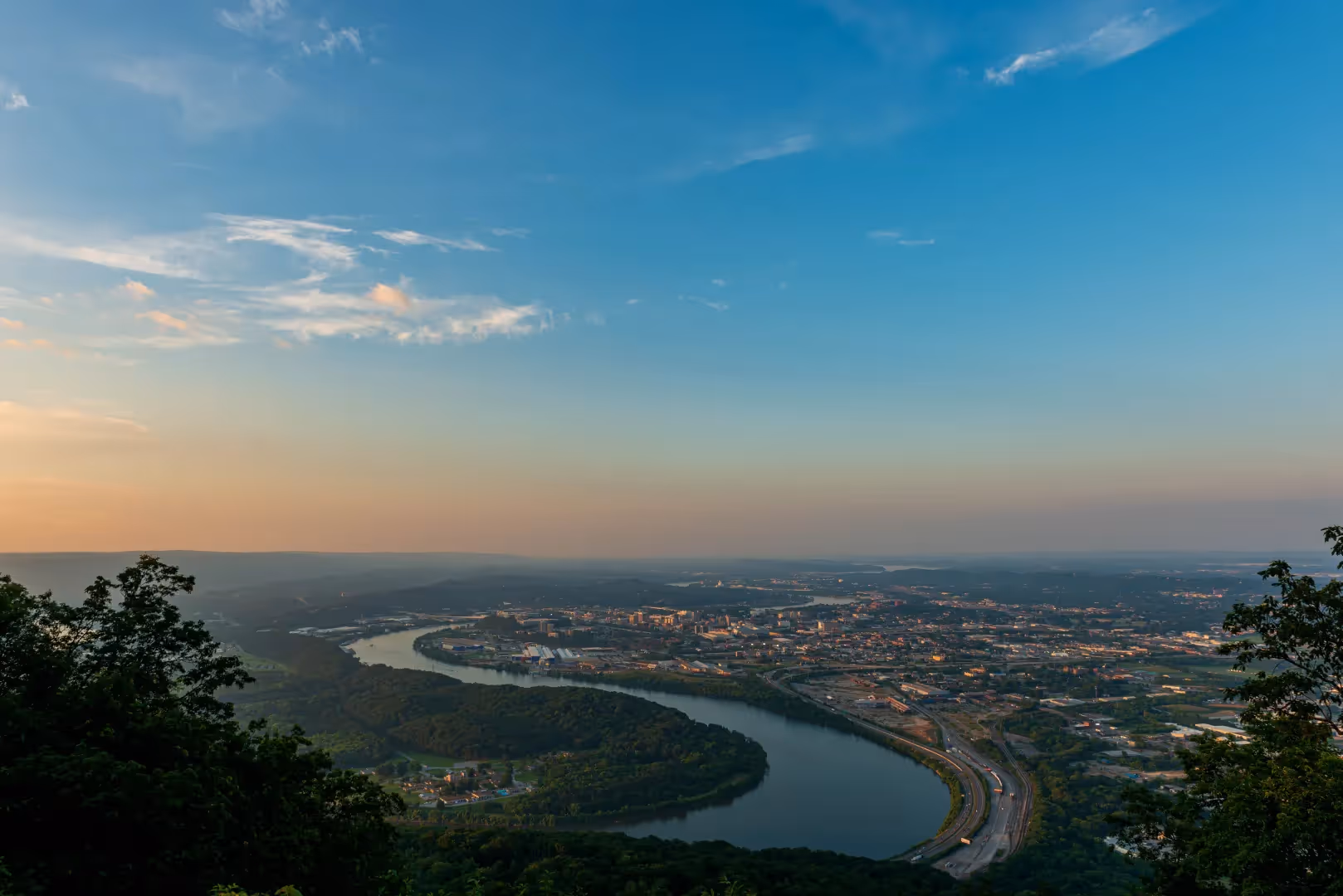 Panoramic aerial of Chattanooga.