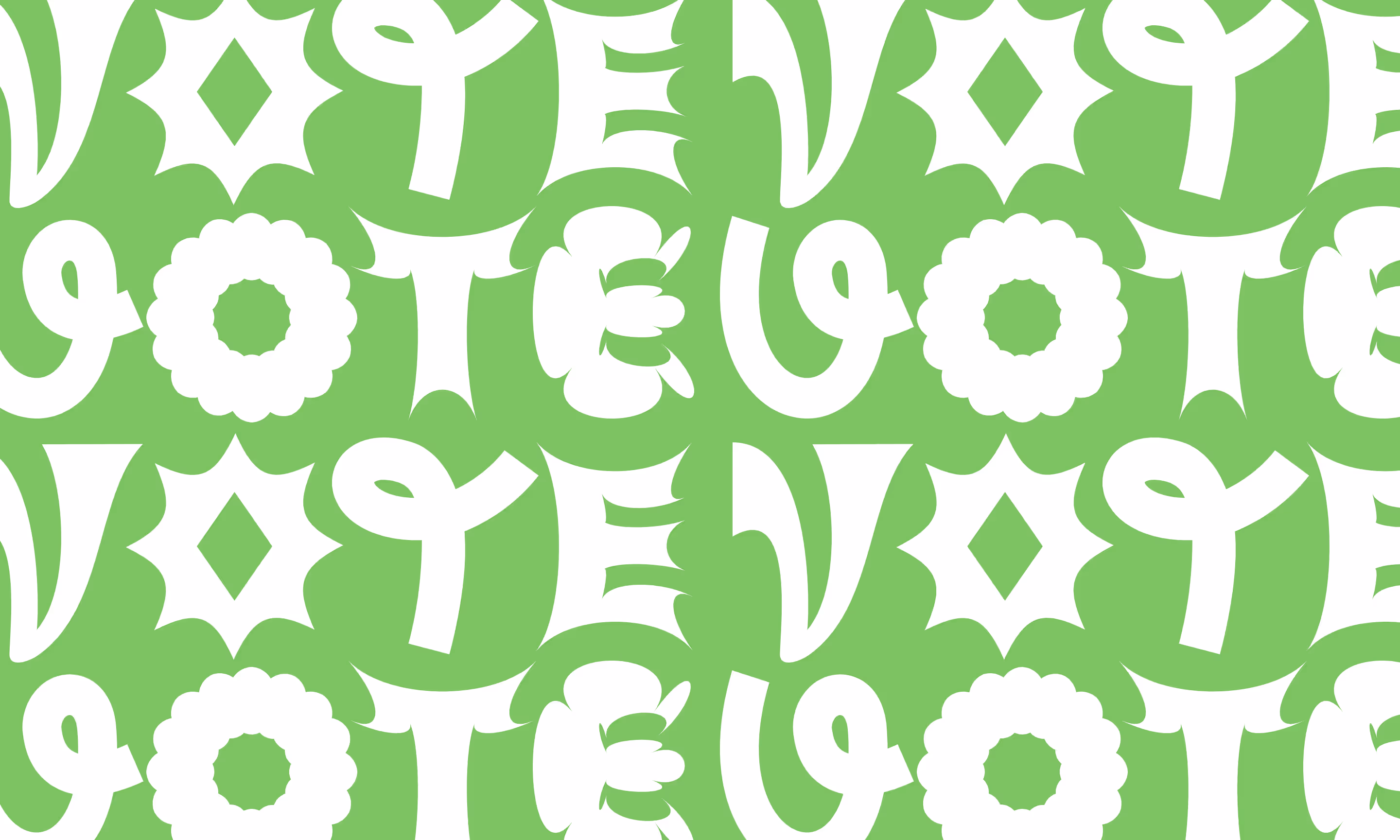 Stylized repeated text reading "Vote"
