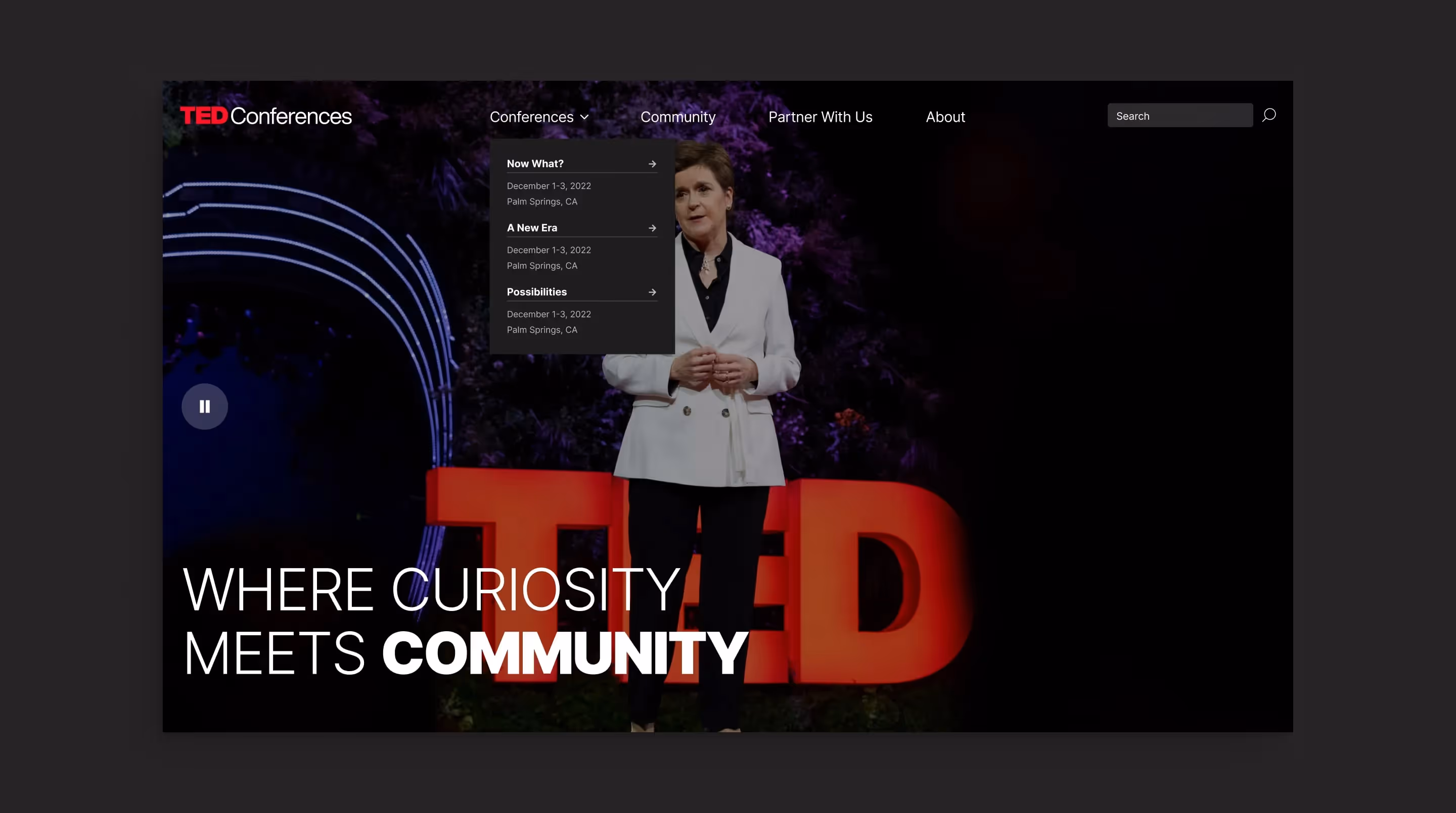 The TED conferences homepage