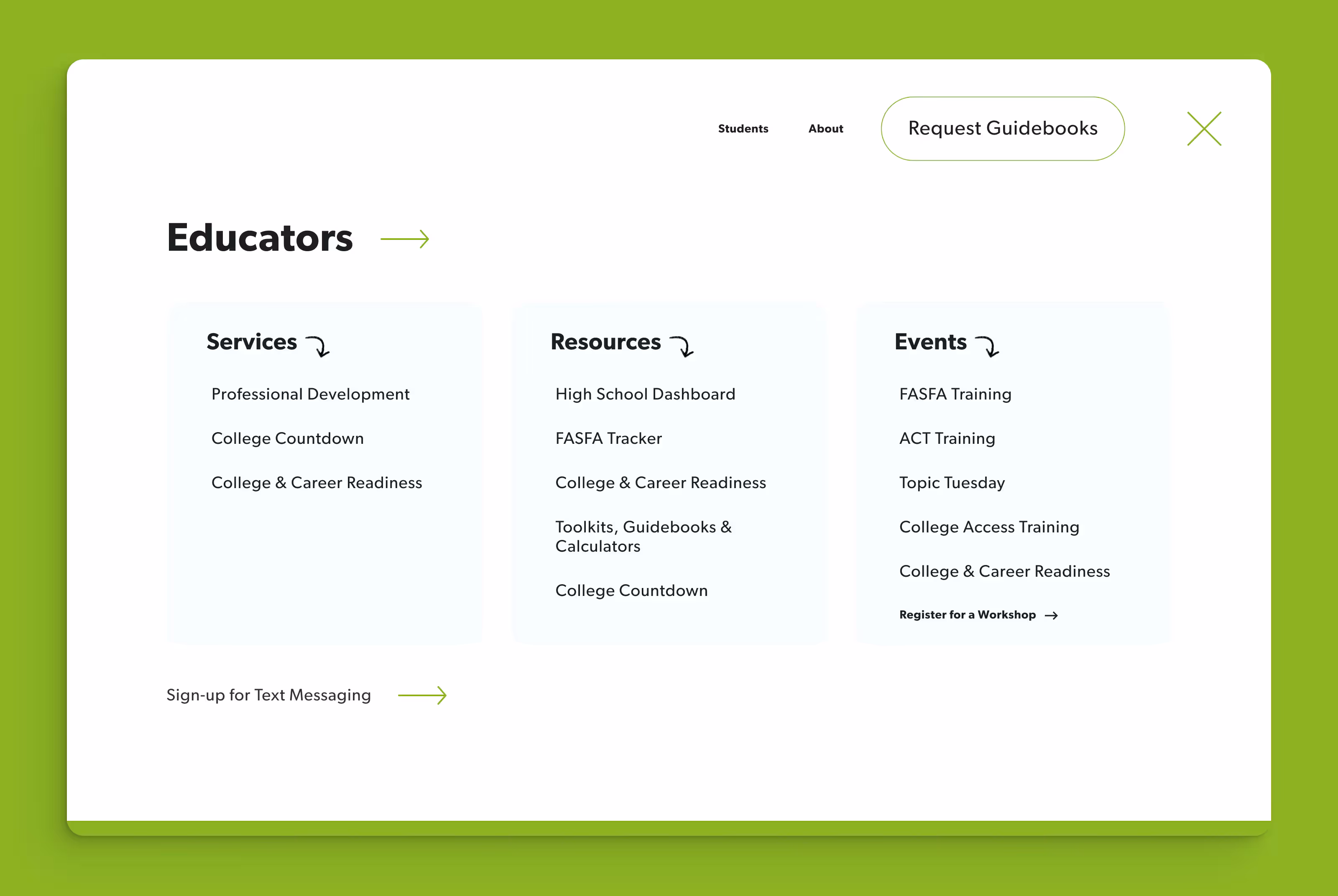the Get2College website