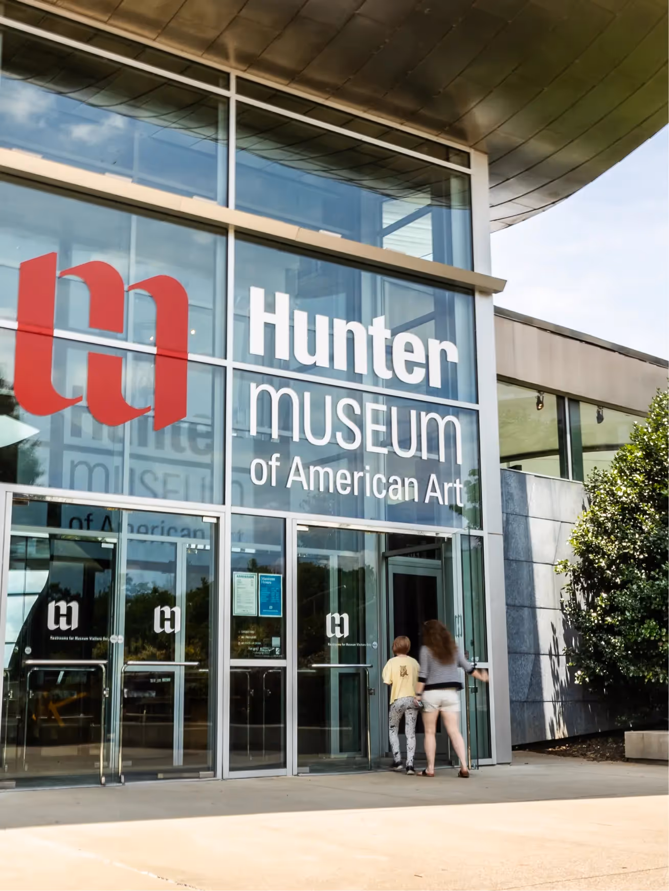 A beautiful portrait at Hunter Museum with a silhouette of person walking by.