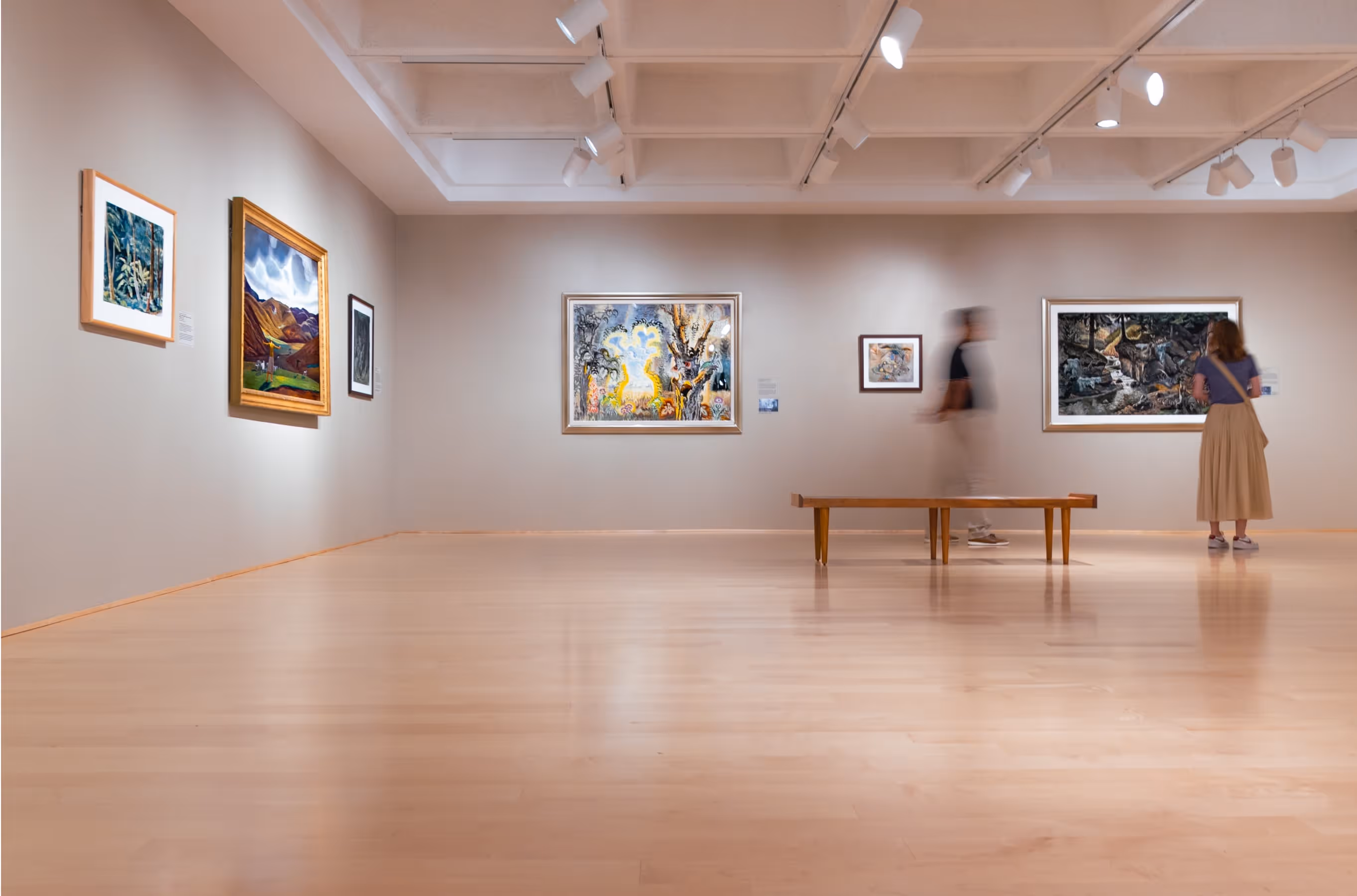 A beautiful portrait at Hunter Museum with a silhouette of person walking by.