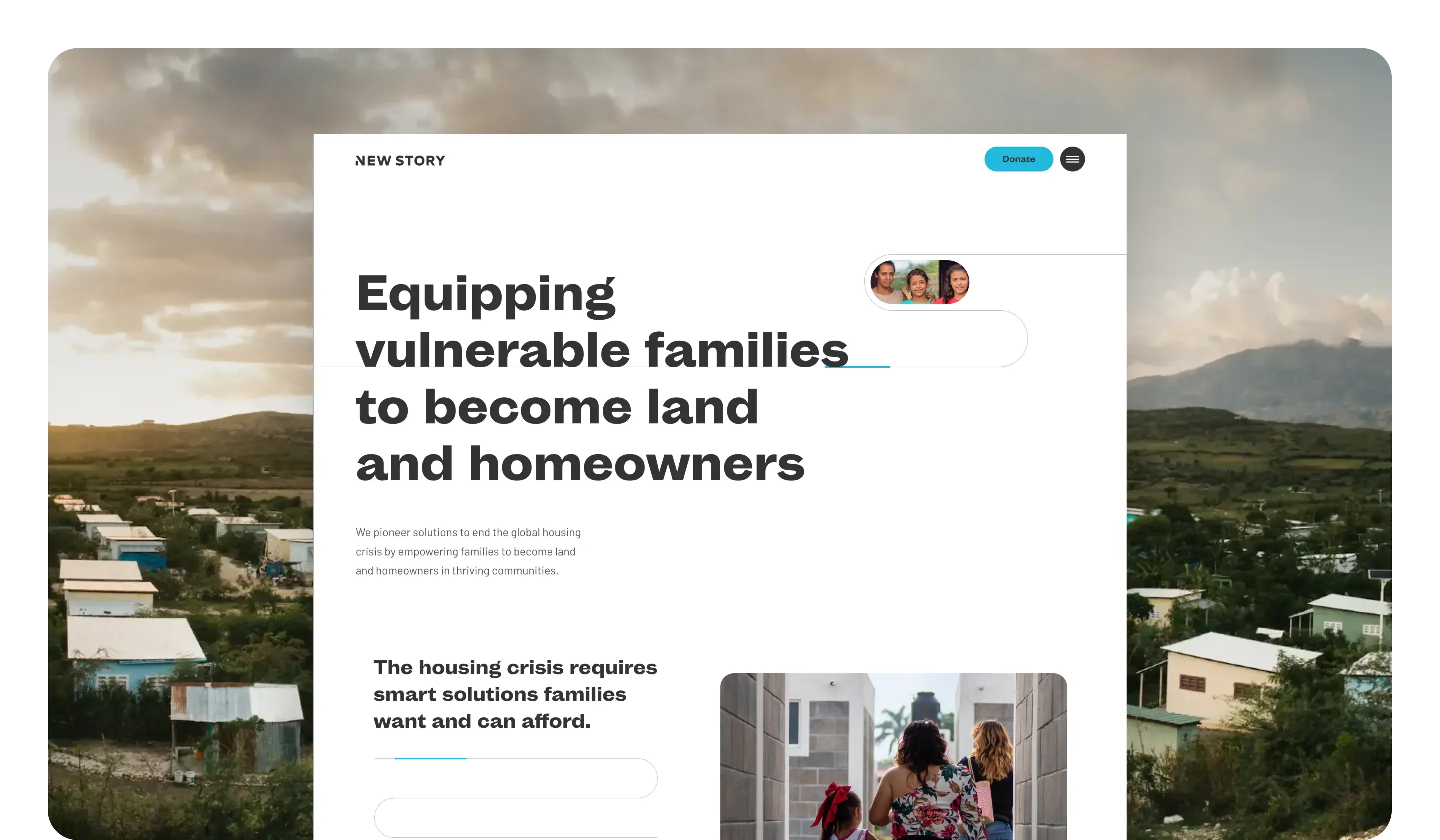 New Story brand strategy and digital platform architecture enabling engagement across philanthropists, investors, and donors