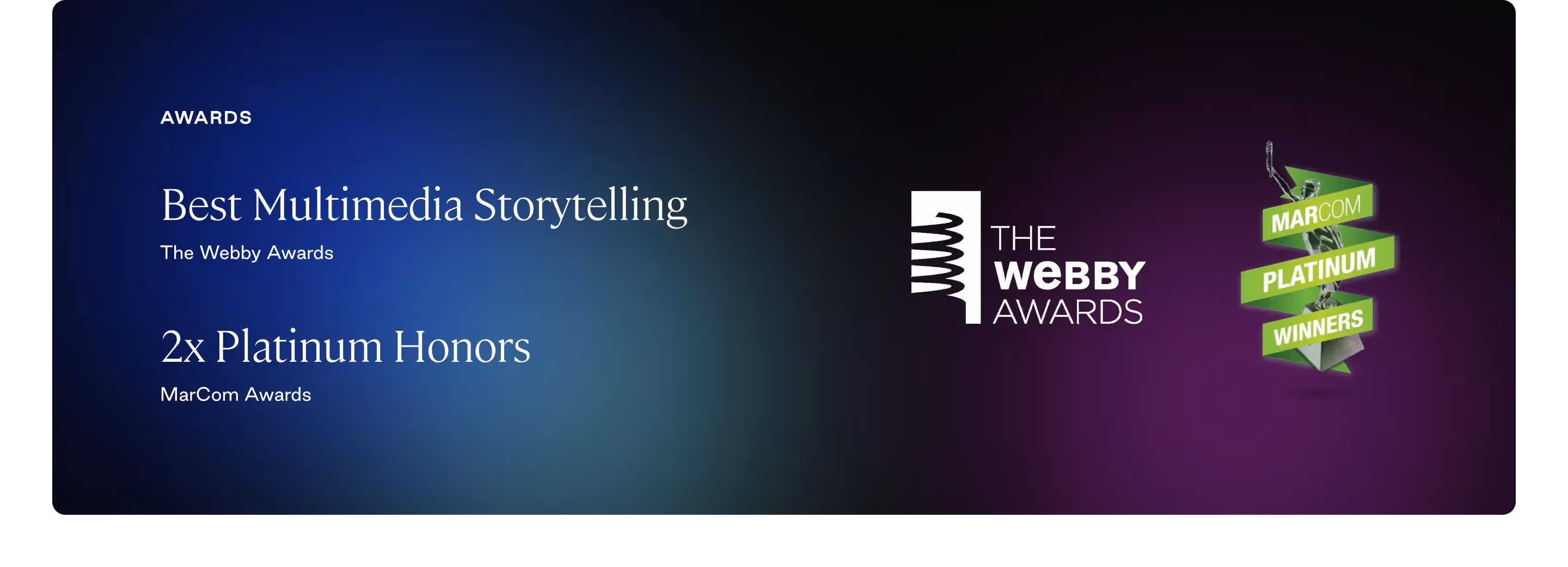 The Moment Webby Award recognition for Best Multimedia Storytelling celebrating innovative narrative approach and teenage impact
