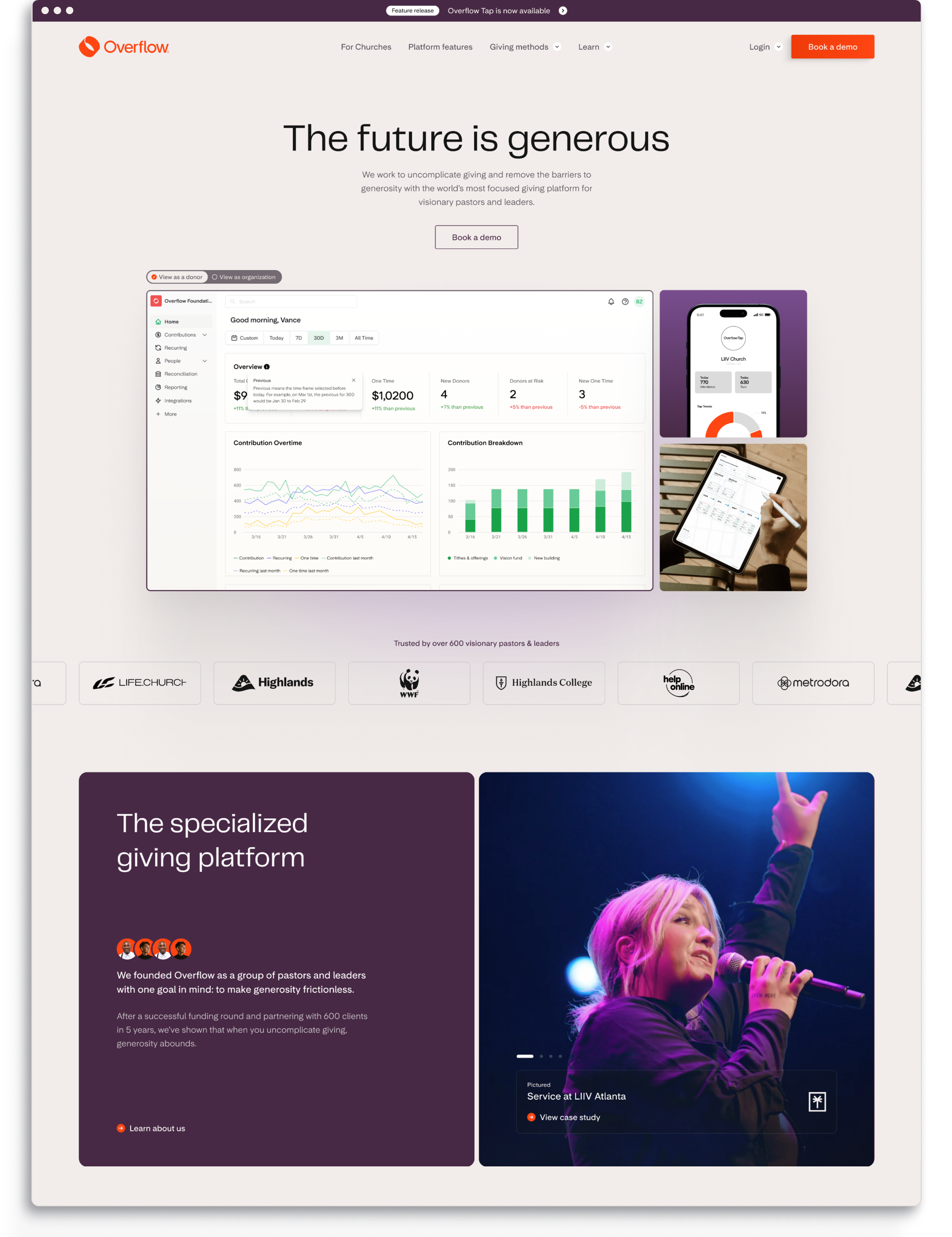 Overflow marketing website featuring clear value propositions for decision-makers and operators with dynamic visual balance and accessible design