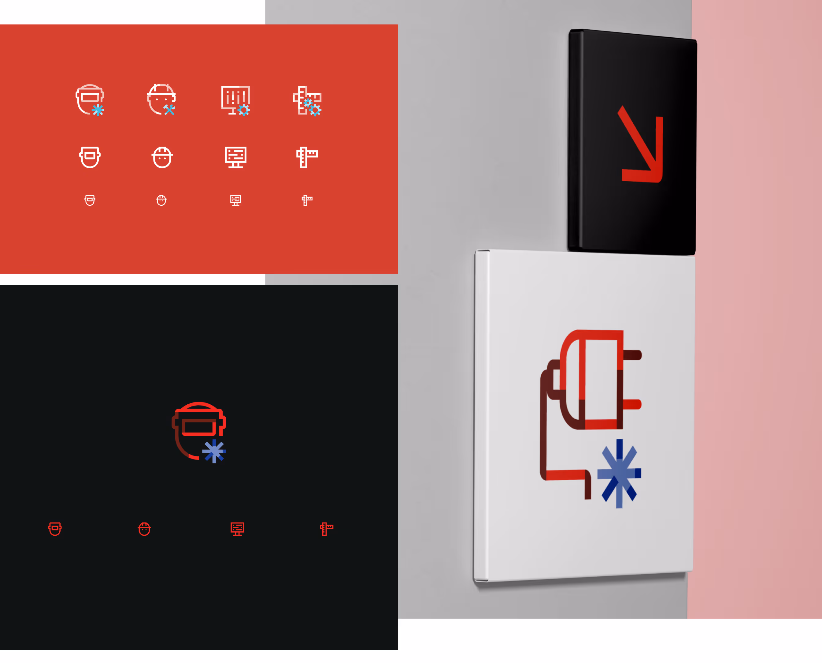 The Match comprehensive visual system including custom iconography, patterns, signage, and multilingual applications for educational flexibility