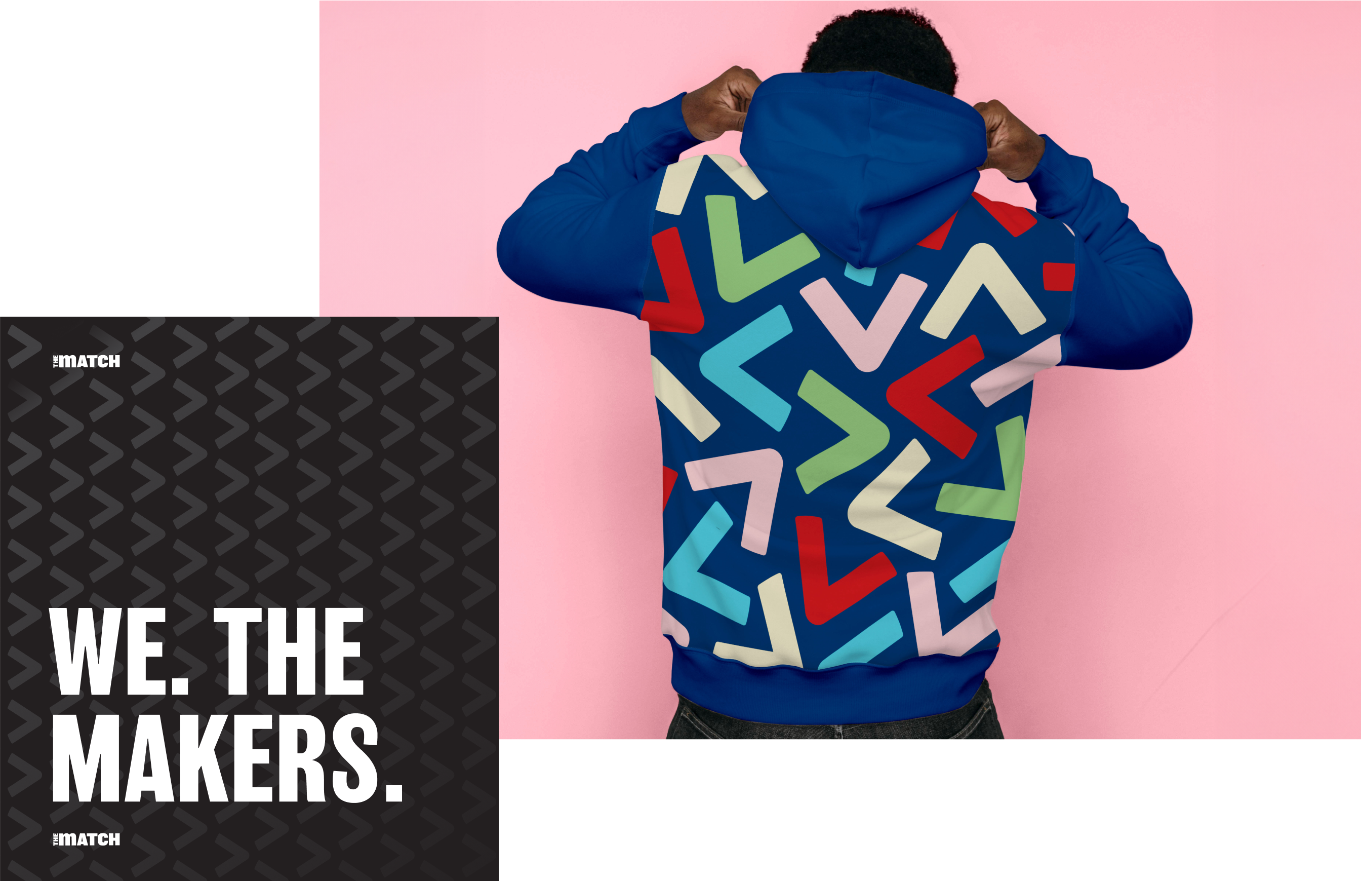 The Match brand system components showcasing bold, aspirational design that bridges academic credibility with community relevance