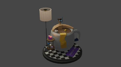 Low Poly Turntable Diorama