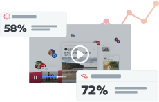 Image cluster of statistic improvements, a summary video and a line graph.