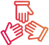 Icon of three hands meeting in the middle