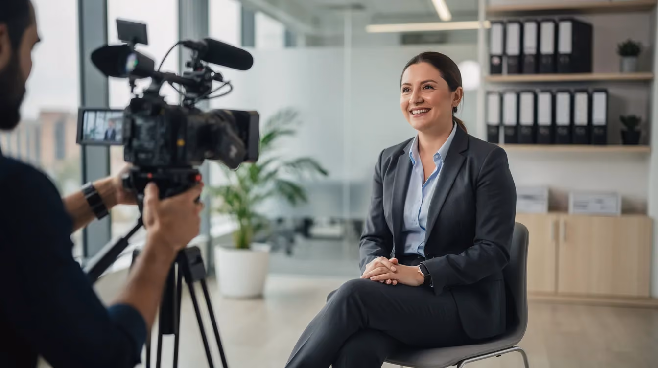 Client testimonial being filmed