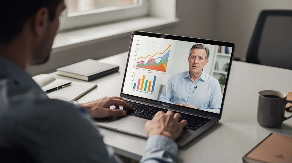 Person watching B2B marketing ideo at consideration stage of buyer journey