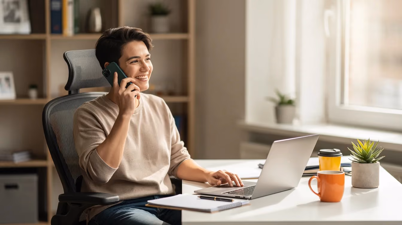 Person asking for a customer testimonial via phone
