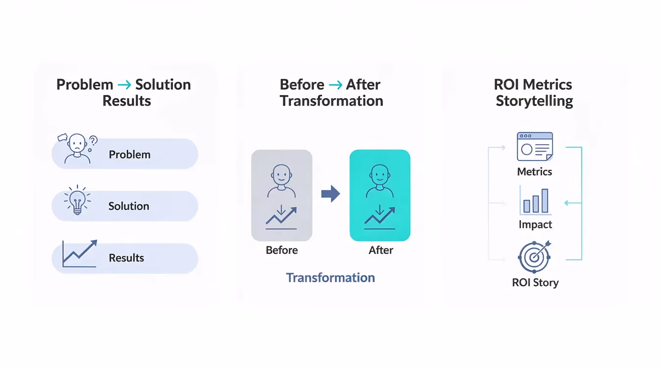 The image features a clean and modern infographic outlining three frameworks for SaaS testimonial videos: Problem Solution Results, Before After transformation, and ROI metrics storytelling. Each framework is illustrated with simple visuals and icons, emphasizing the importance of authentic testimonials in showcasing customer success stories and engaging potential customers.
