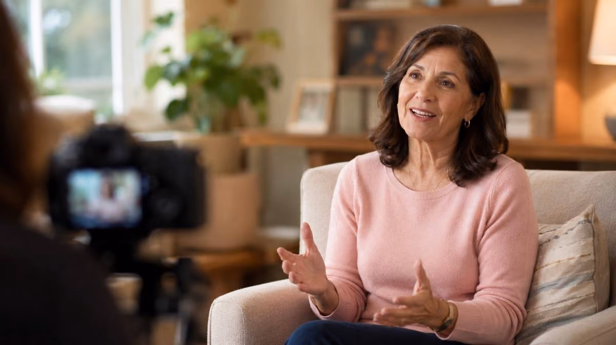 Patient testimonial video - person sharing their healthcare experience on camera