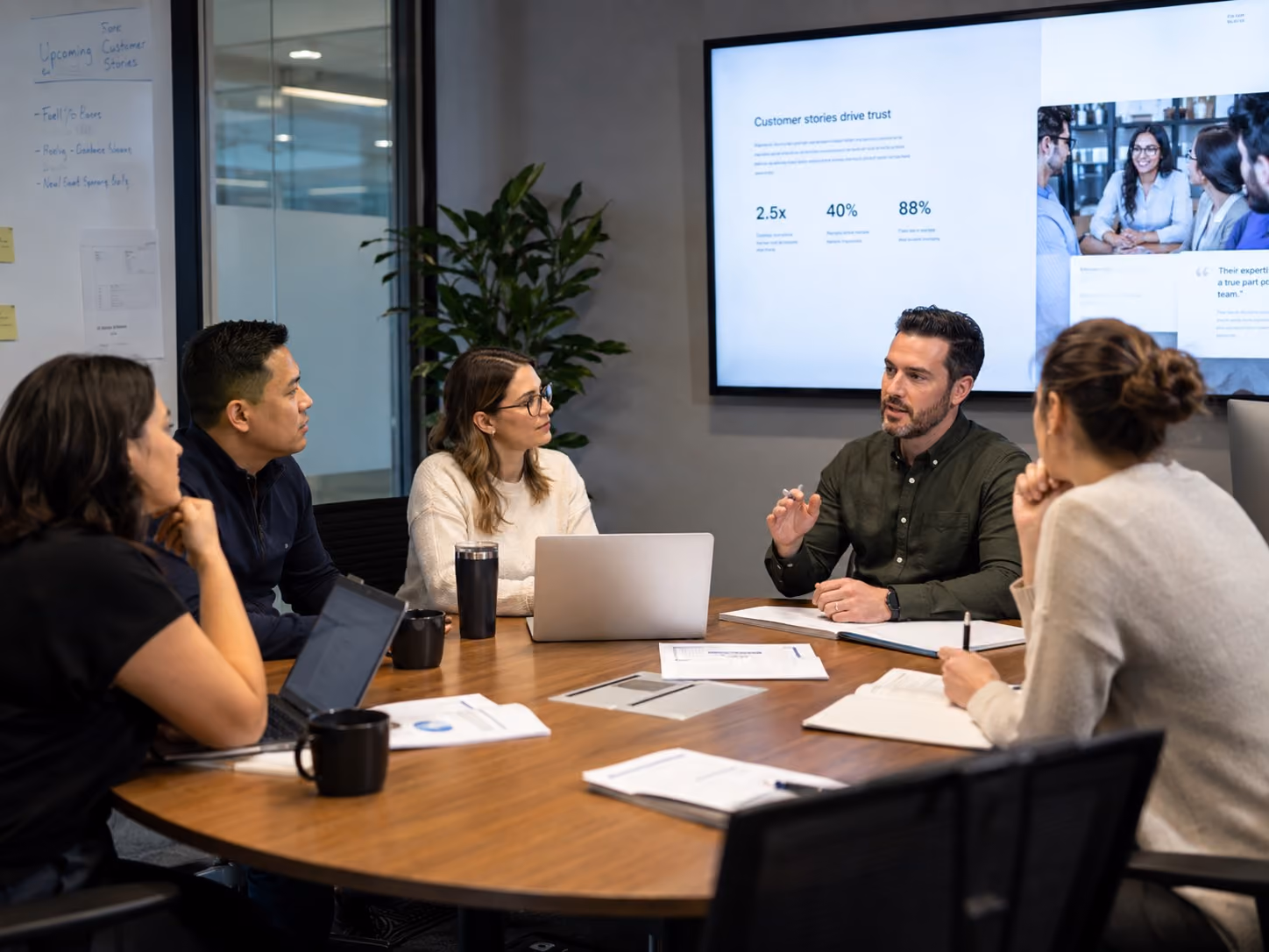 B2B marketing team building a strategy incorporating social proof statistics