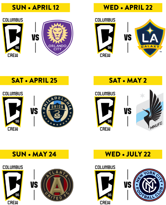 List of discounted ticket dates for Columbus Crew matches