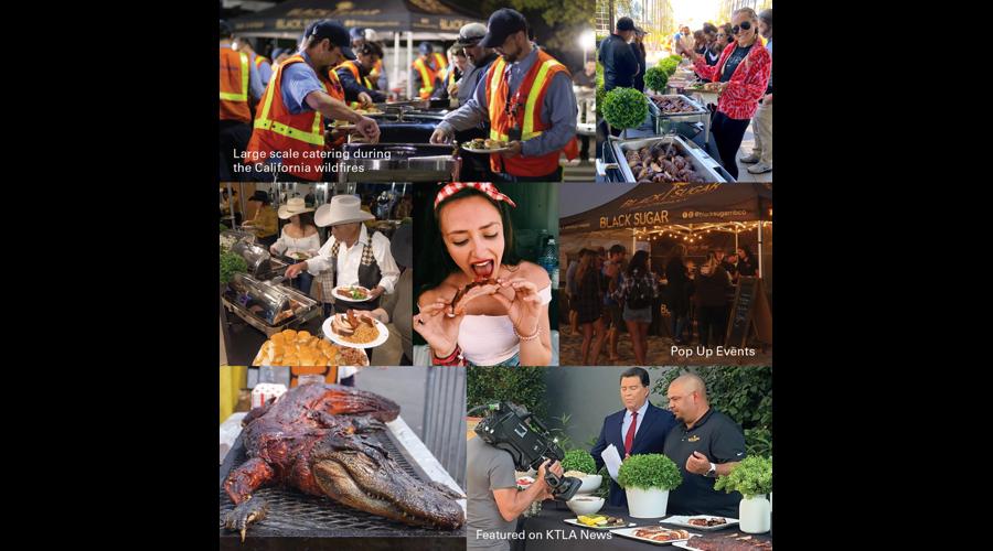 Black Sugar Rib Company catering portfolio showcasing premium slow-smoked BBQ and custom mobile smokers in Southern California.
