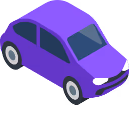A purple car representing the connected vehicles that provide raw data to the cloud