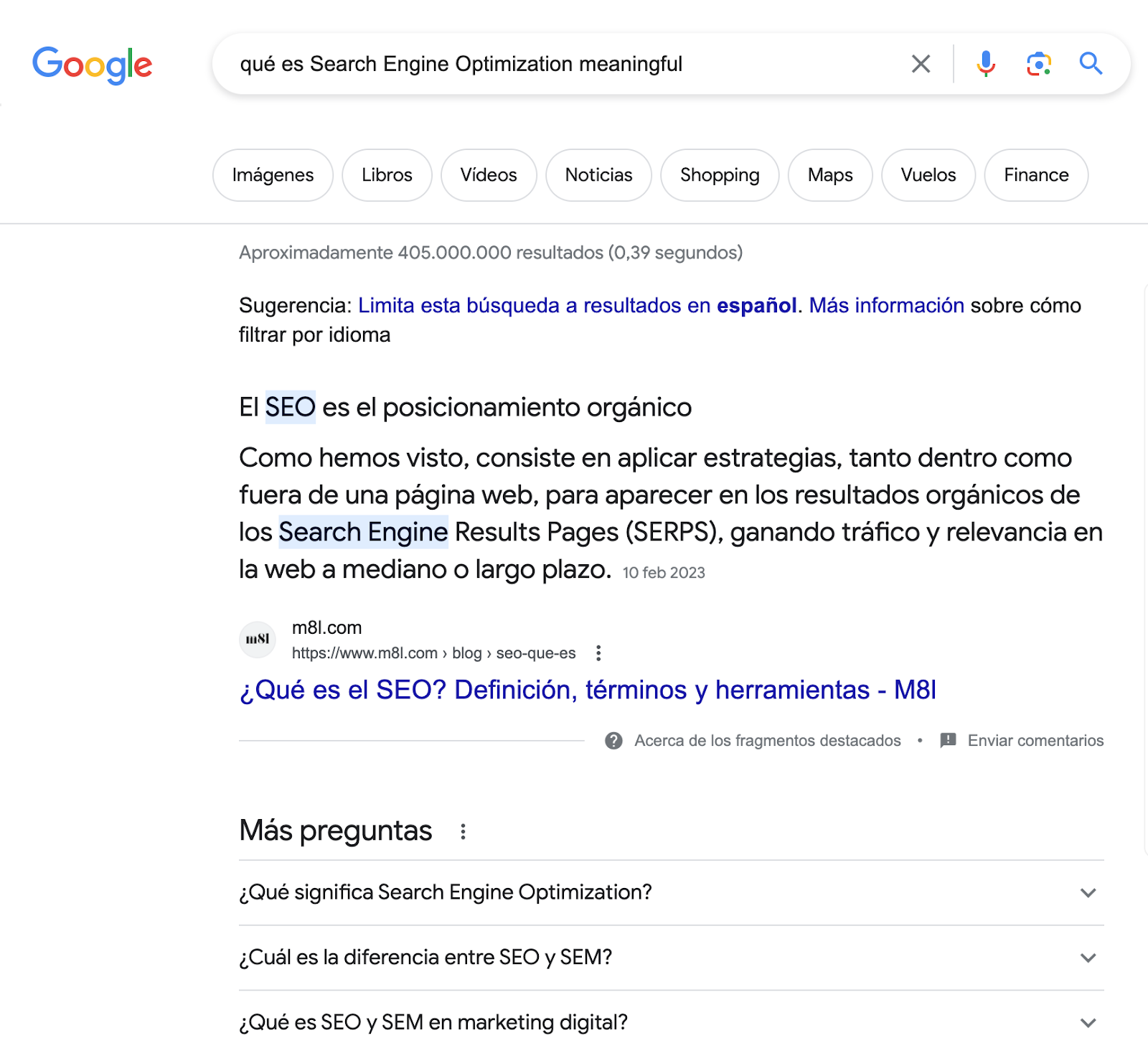 Ejemplo de búsqueda en Google por voz