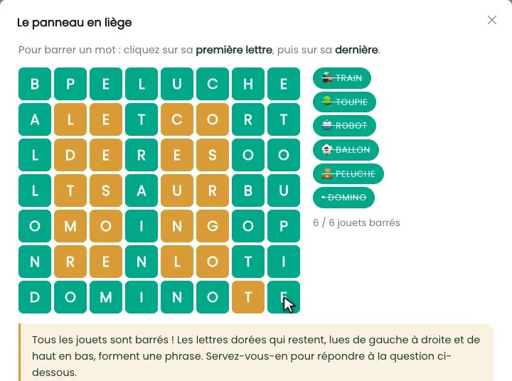 Mots mêlés de Noël et leur phrase cachée