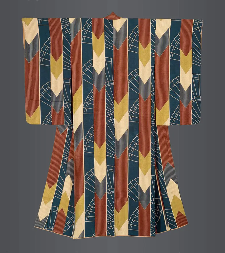 Yabane-motif Stenciled Kimono