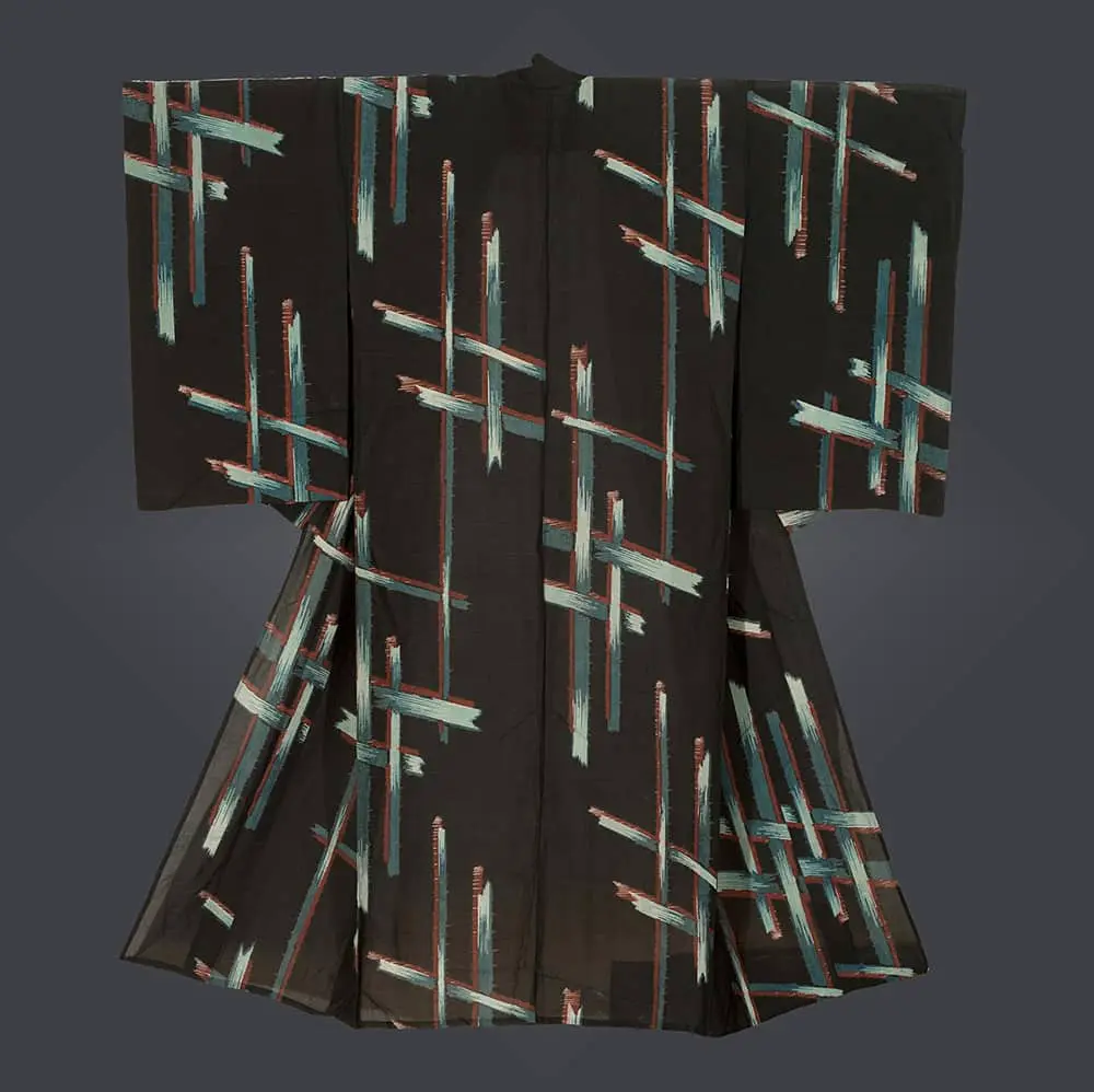 Cross-hatch-motif Kimono