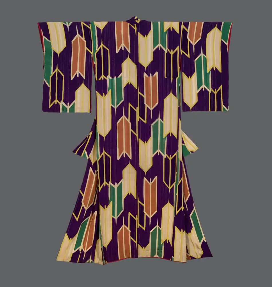 Arrow-feather-motif Kimono