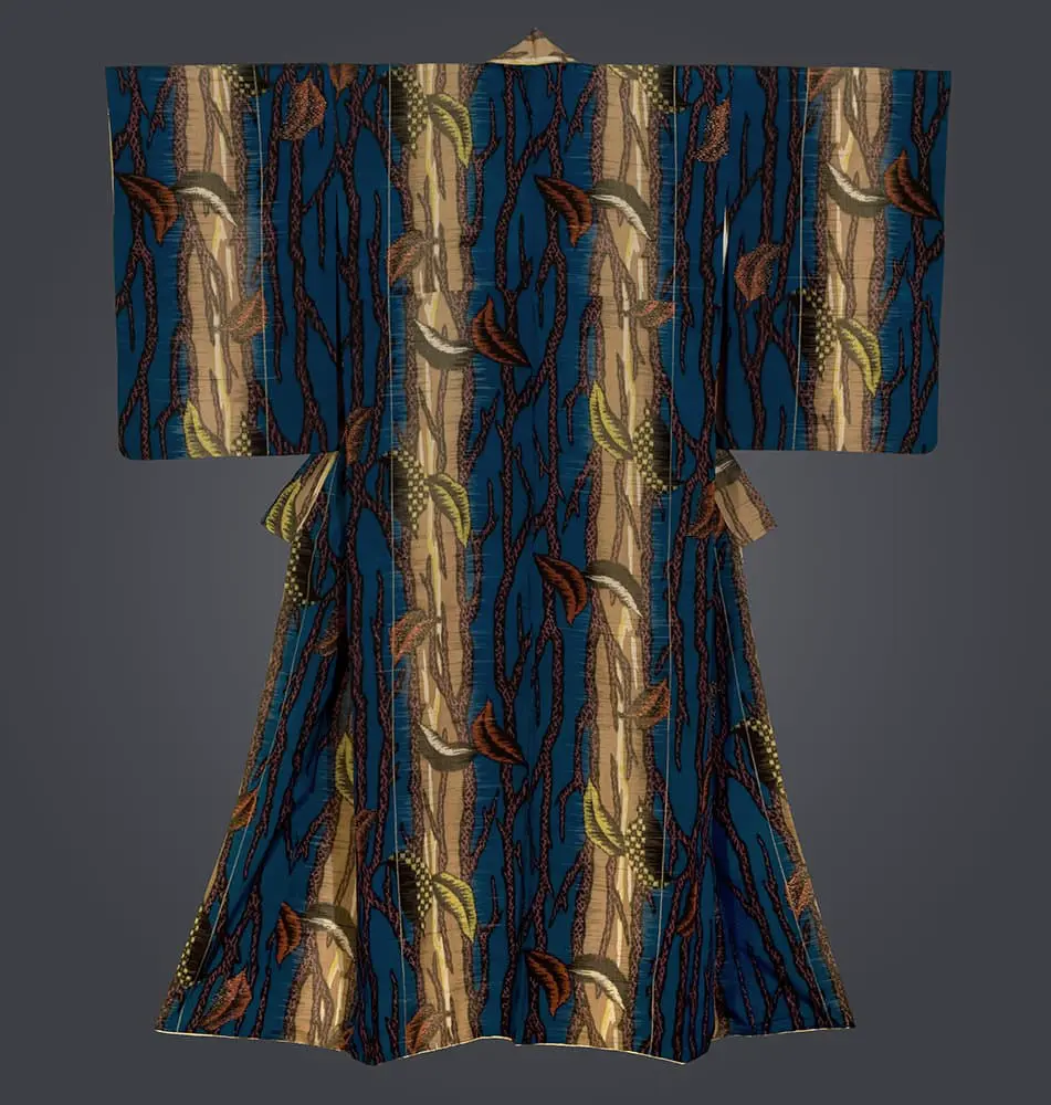 Leaf-motif Meisen Kimono