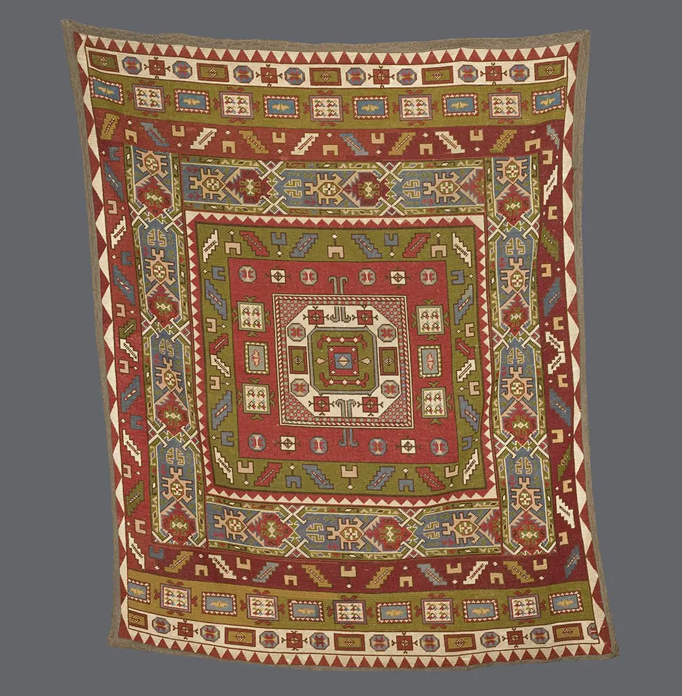 Kazak Style Embroidered Rug