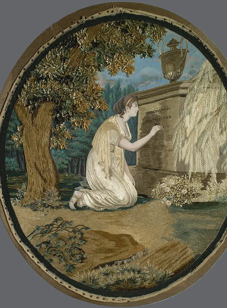 Swiss Silk Mourning Memorial Picture