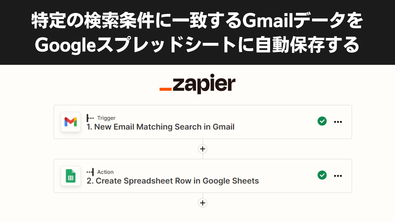 特定の検索条件に一致するGmailデータをGoogleスプレッドシートに自動保存する【Zapier】