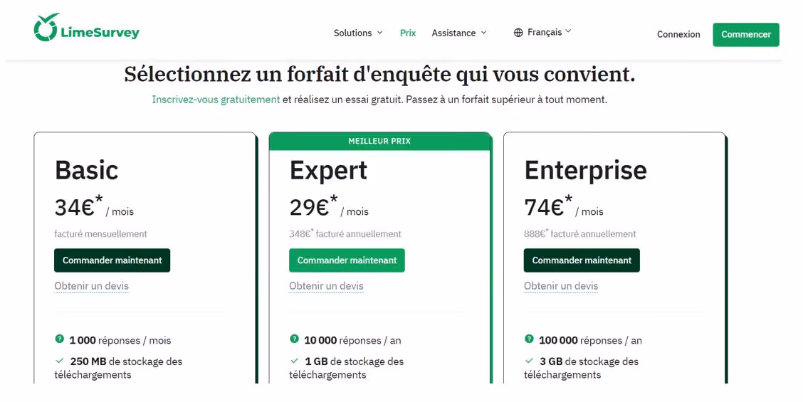 Page de connexion d'EU Survey, outil européen de création de formulaires et enquêtes en ligne