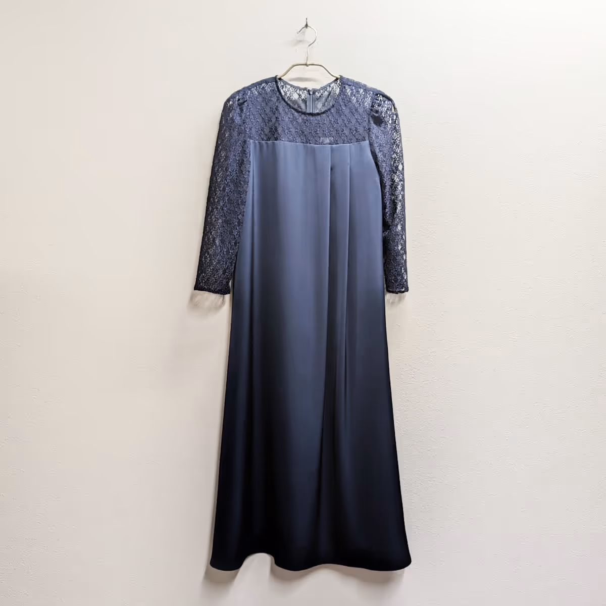 Lace Satin DRESS REPLETE M/Freeサイズ ネイビー