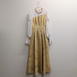 asymmetry tack dress ANDRESD 1Lサイズ イエロー