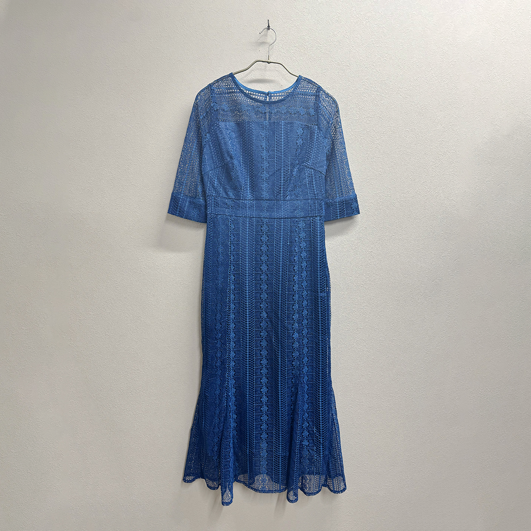 ナローシルエットレースワンピース Dorry Doll M/Freeサイズ ブルー
