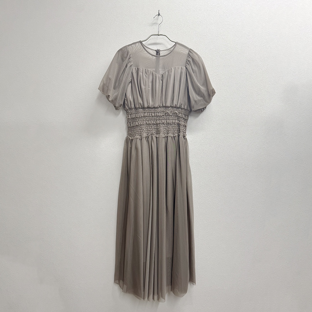 パフスリーブギャザーチュールドレス Dorry Doll M/Freeサイズ ベージュ