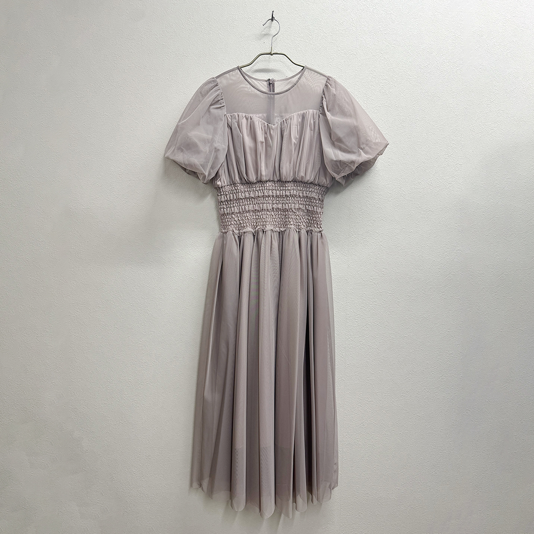 パフスリーブギャザーチュールドレス Dorry Doll M/Freeサイズ ピンク